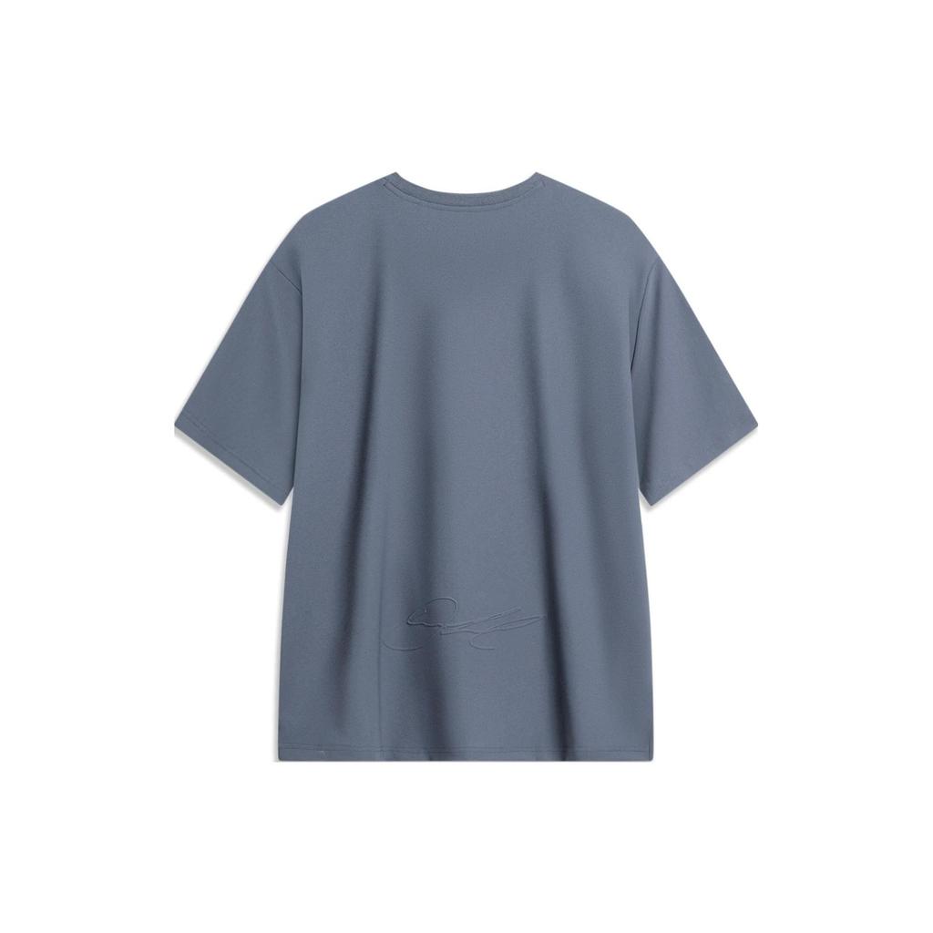 Li Ning Wade Series Solid Color Loose Short Sleeve T-Shirt Unisex Tops Cold-Sand-Black ATST649-1