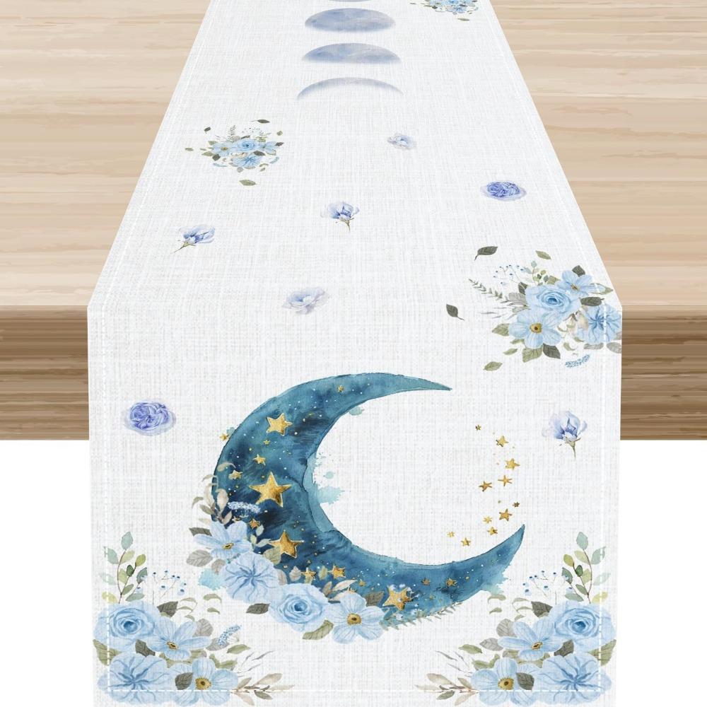 Thickened Ramadan Table Runner Vintage Decorative Dining Table Flag Castle Lantern Pattern Table Cover Islamic Party Decor