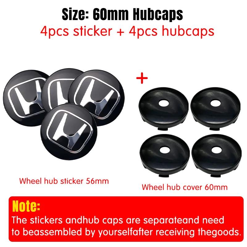 4pcs 56mm 60mm Car Wheel Center Hub Center Cap Rim Hub Dustproof Cover Emblemem For Honda Accord CRV XRV Civic Odyssey ahn256