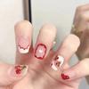 Artificial Nails Girly Nails Cute Cherry Red and White Contrast Color Matching Niche Nail Art Cute Wearable Nails