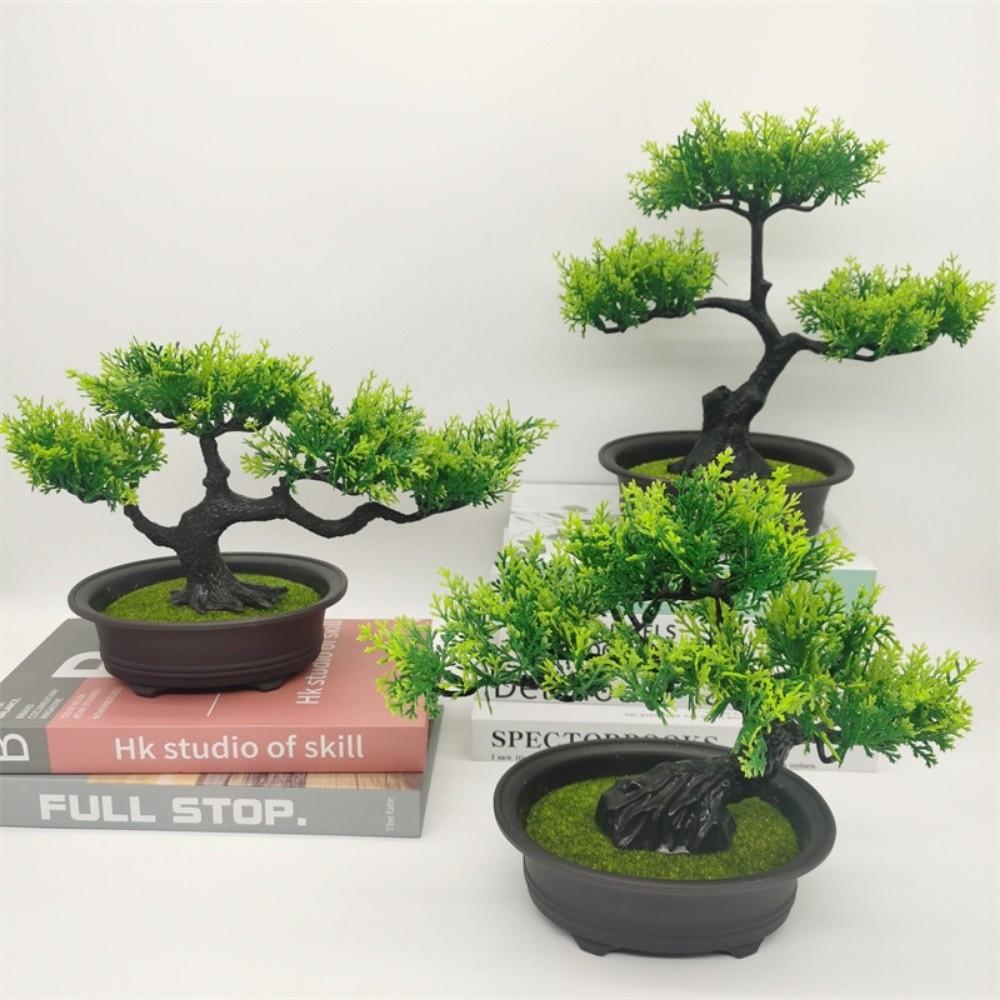Zielone Sztuczne Drzewko Bonsai Sosna Pozdrowień Sztuczna Roślina w Doniczce Sztuczna Roślina Zielona Dekoracja Domu