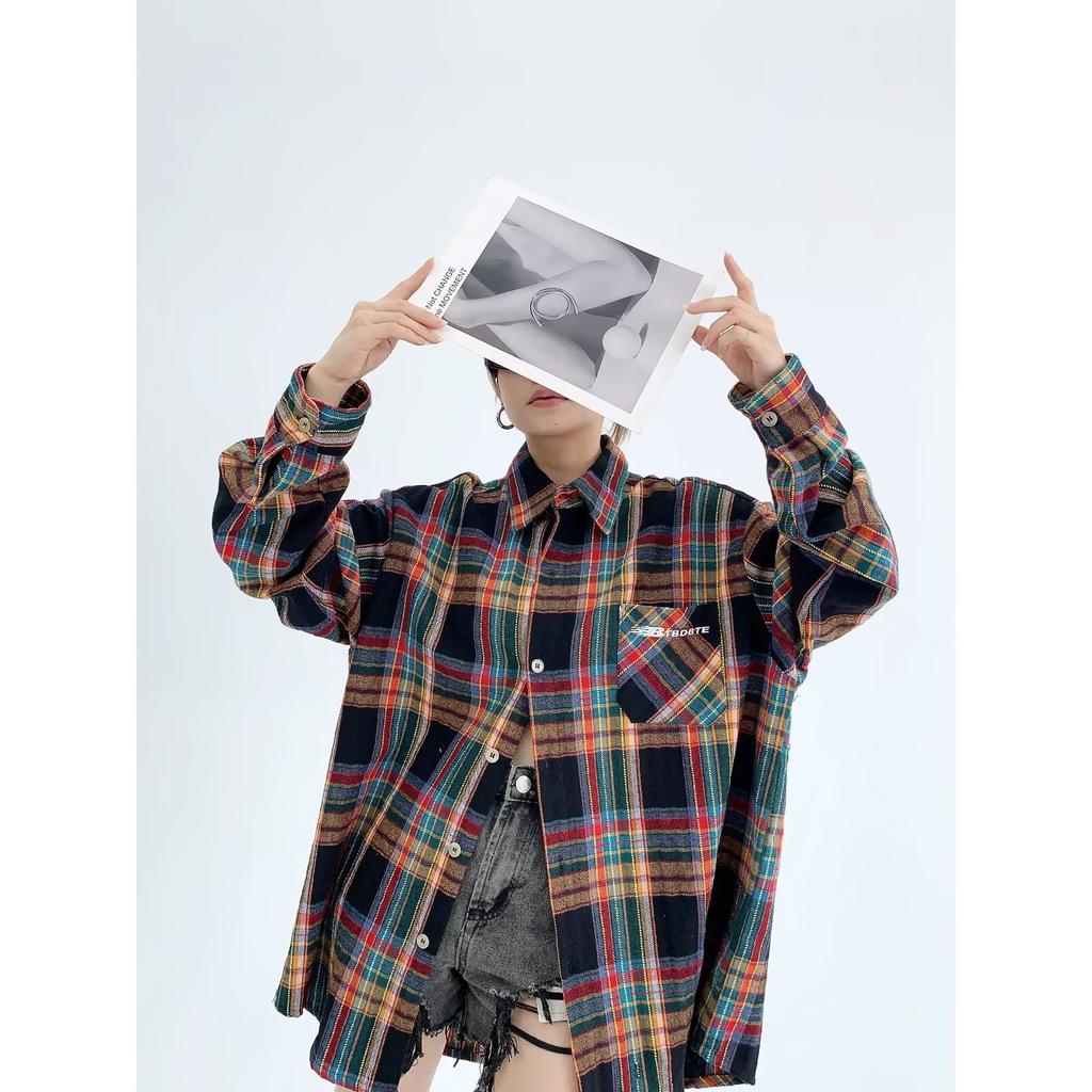 2024 Letter Long Sleeve Shirt Japanese Hong Kong Style Ins Loose Shirt Boys Summer Trendy Versatile Casual Coat