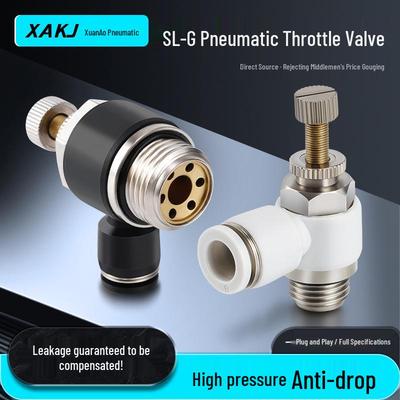 Black L-Type Pneumatic Throttle Valve - SL-G One-Way Speed Control with PU Tube Quick Connect Fitting