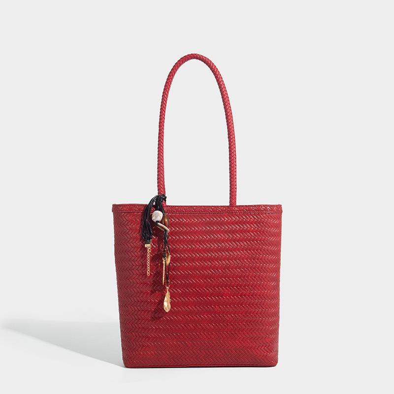 Hand-woven Bag Summer Hand-held Small Tote Bag Single-shoulder Bag Simple and Fashionable Commuting Bag