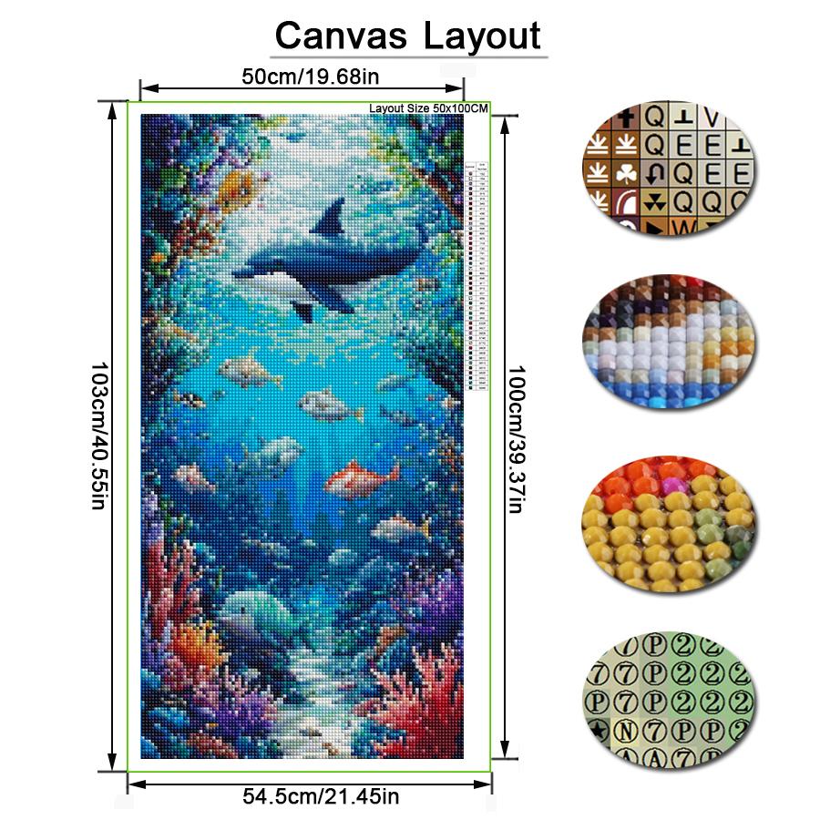 Dolphin Large Size Diamond Painting Diy Full Square Round Drill Rhinestone Embroidery Ocean Animals Mosaic Cross Stitch Kits