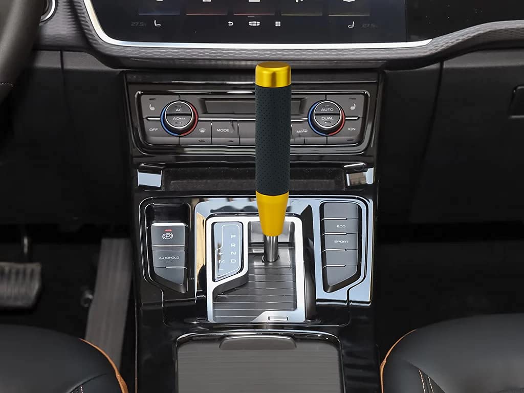 Lunsom 180mm Long Metal Shift Lever Gear Shift Knob PU Leather for Auto and Manual Car (Gold)