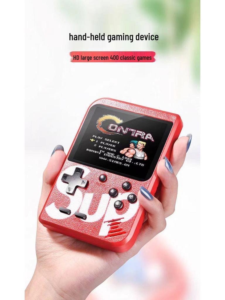 Retro-Style Handheld Game Console with Mario & Tetris, Two-Player Charging Option