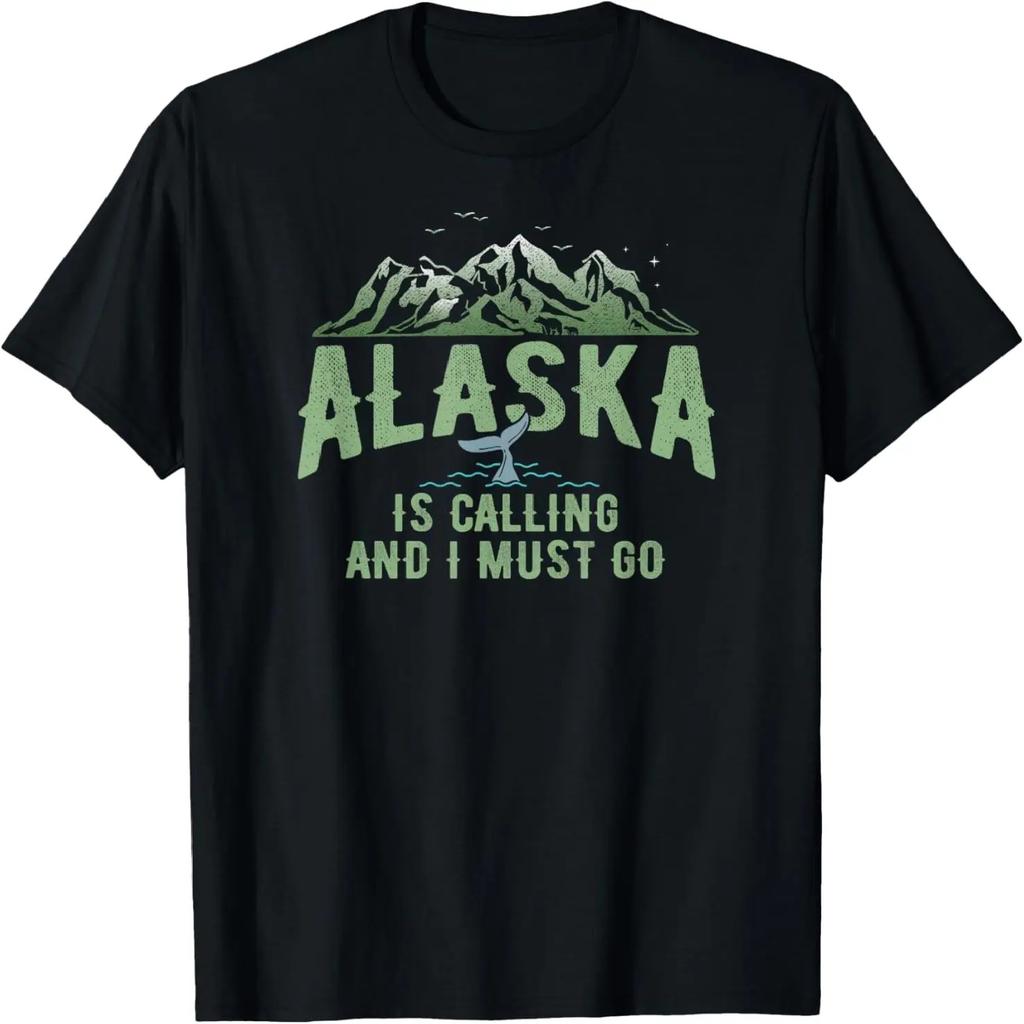 Alaska is calling and I must Go Camping T-Shirt Green Design T-Shirt