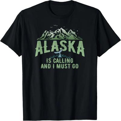 Alaska Is Calling and I Must Go Camping T-Shirt Green Design T-Shirt