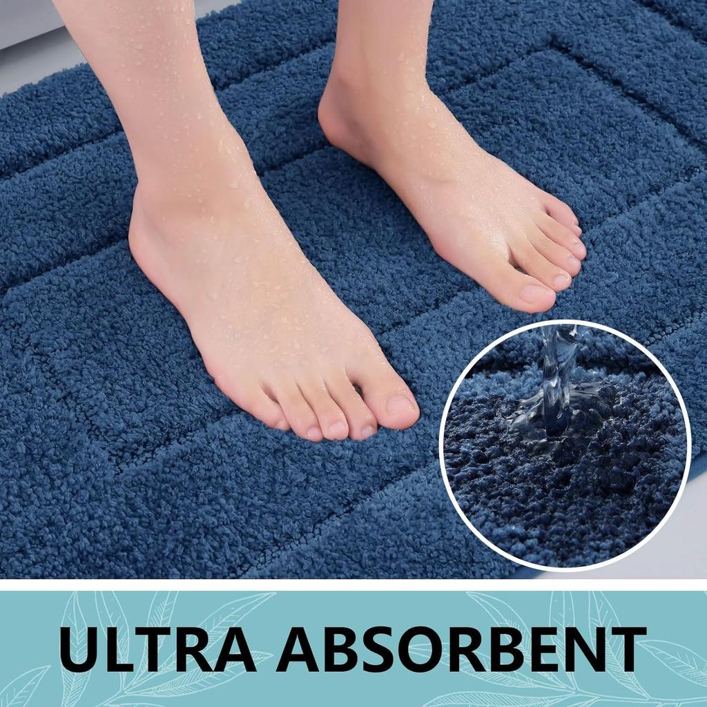 Kitinjoy Fur Bathroom Rugs Soft and Absorbent Microfiber Bath Rug Non-Slip Shaggy Shower Carpet Machine Wash Dry Bath Floor Mats