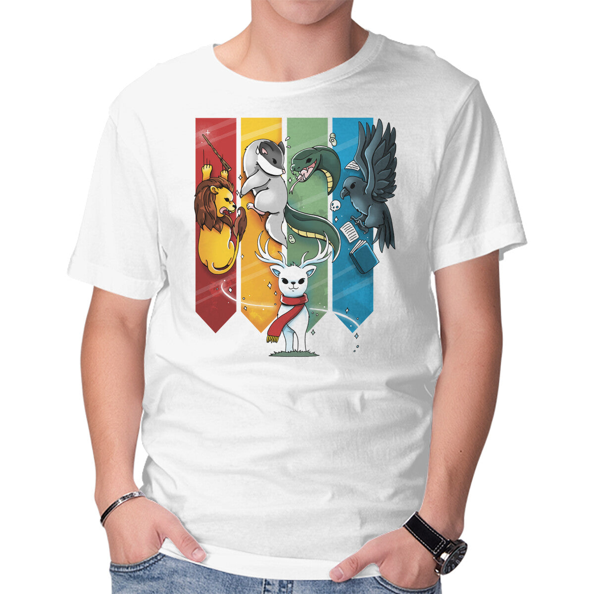 Unisex Crew Neck T-Shirt Magic Animals Graphic Short Sleeve Casual Tee XXL