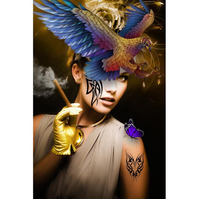 Moderne jenter med blomster på hodet Lerretsmaling Nordisk gang Veggkunstplakater Utskrifter til stuen Hjemmeinnredning uten ramme