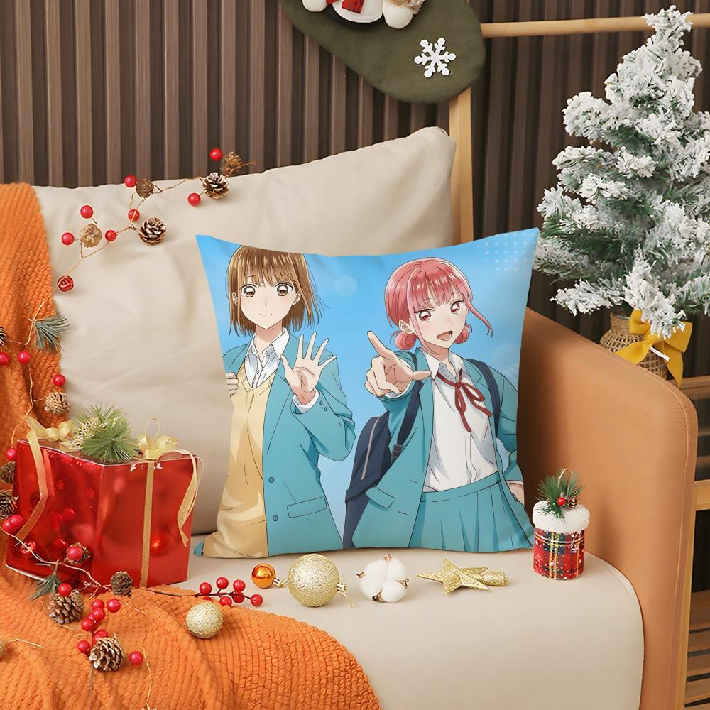 Blue Box Anime Pillow Case Living Room Sofa Decorative Cushion Cover Simple Household Light Luxury Printed Pillow