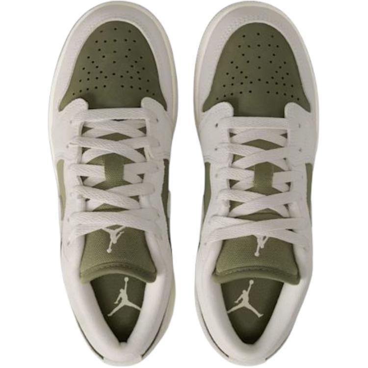 Air Jordan 1 Low SE Grade School 'Medium Olive Sail' (Unisex) Medium Olive / Sail / Light Orewood Brown Kids' Basketball Shoes HV4396 201