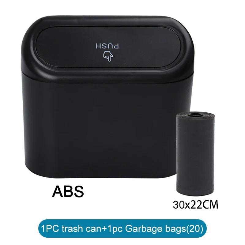 Universal Car Hanging Trash Can Mini Car Flip Cover Debris Organizer Storage Box ABS Square Push Car Interior Accessories