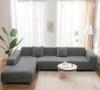 Elastic Sofa Covers Solid Color for Living Room L Shaped Sectional Corner Slipcovers Couch Chair Protector 1/2/3/4 Seater