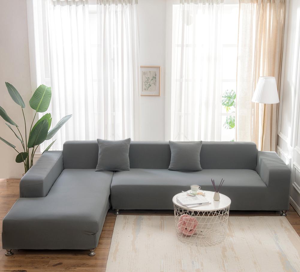 Elastic Sofa Covers Solid Color for Living Room L Shaped Sectional Corner Slipcovers Couch Chair Protector 1/2/3/4 Seater