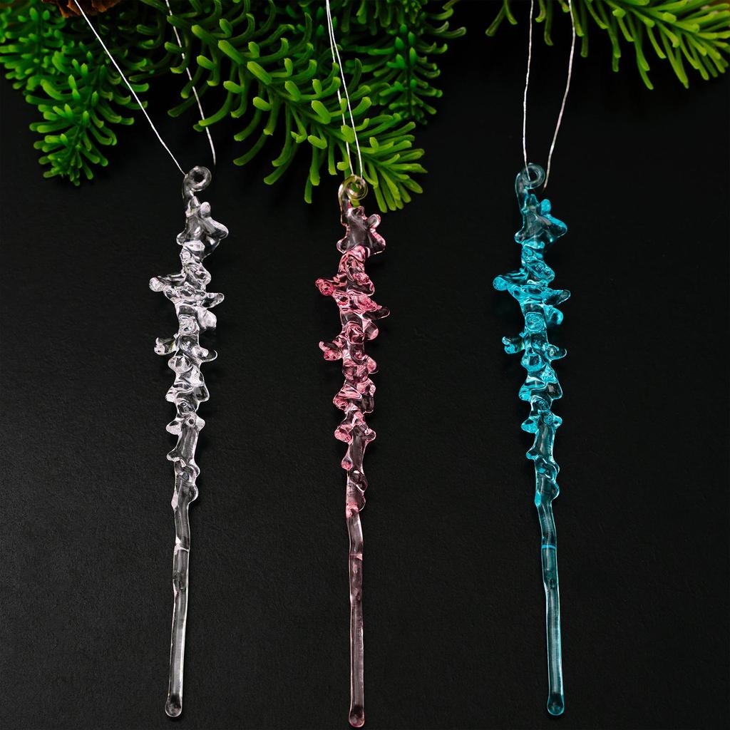 Haobei 12PCS Acrylic Icicle Christmas Ornaments