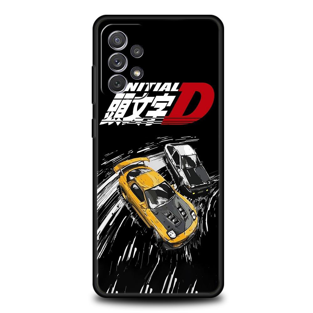 Initial D Car Phone Case for Samsung Galaxy A55 A35 A17 A07 A15 A13 A25 A51 A71 A72 A73 A32 A52 A52S A41 5G Soft TPU Shell Capas