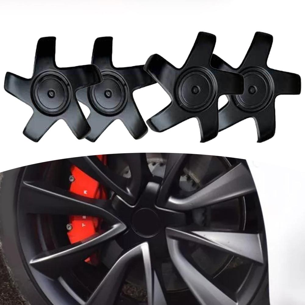 4PCS Black Wheel Hub Cover For Tesla For Model 3 2017 To 2024 Car Maintenance Wheel Hub Cap 1044234-00-A Car Accessories