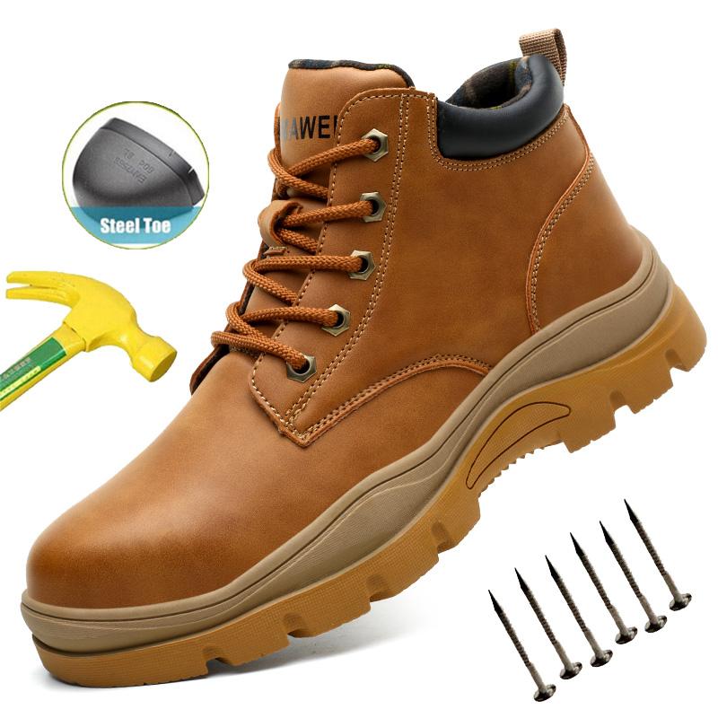 Indestructible Shoes Safety Boots Men Steel Toe Work Boots Breathable Water Resistant Puncture-Proof Anti-Drop Protective Shoes