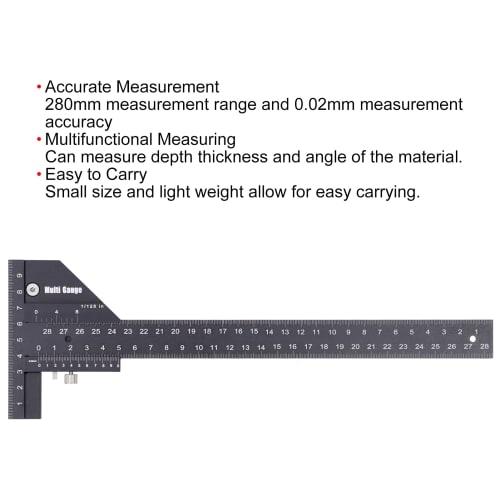 Woodworking Scribing Ruler, T-Shaped Design, Aluminum Alloy Material, T-Shaped Carpenter's Ruler, Carpentry Dash Gauge