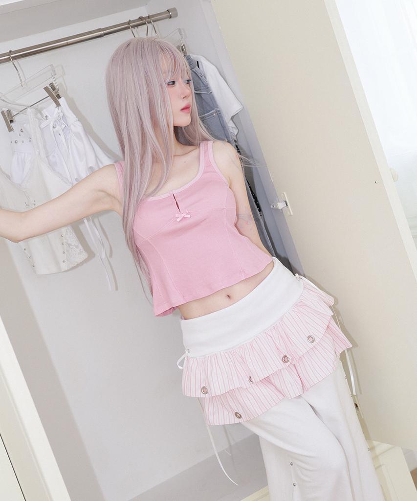 Chelikwili Soft Punk Eyelet Skirt - Pink