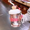 With Straw Stirring Cup High-capacity Drinking Cup Kawaii 580ML Water Bottles  Sports