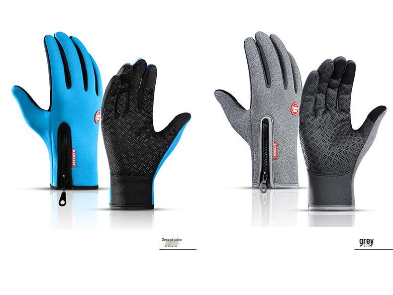 Unisex Windproof Water-Repellent Fleece-Lined Cycling Gloves with Touchscreen Capability