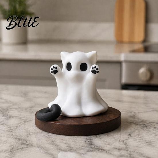 Halloween-Themen-Raumdekorationen Geist Katze Statue Niedliche Figur Cartoon Gruselig Saisonal Hausdekoration Dekoration für Büro Schreibtisch Statue