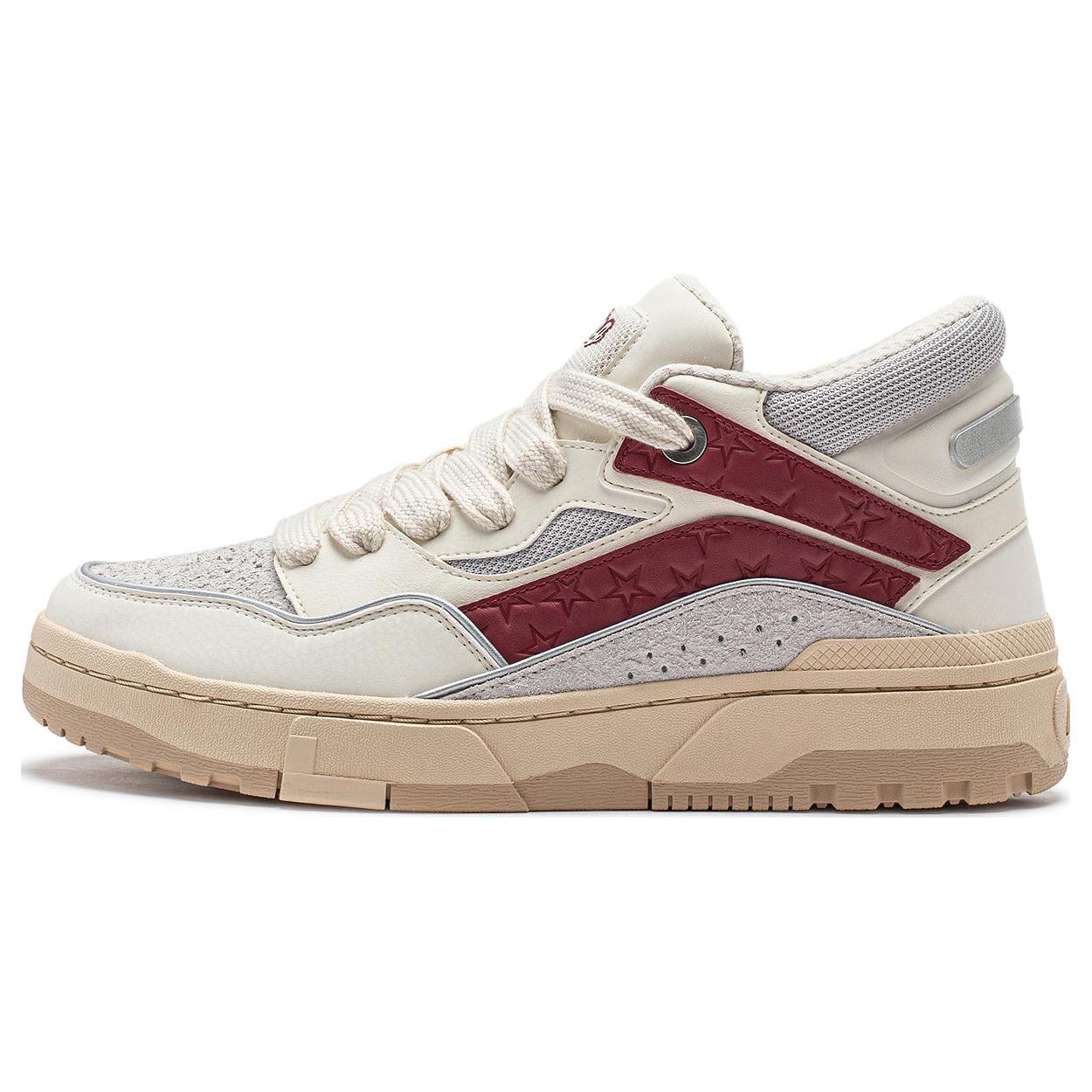 

LiNing Wave MID Anti Slip Wear Resistant Mid Top Casual Shoes Men s White Gray Red 40