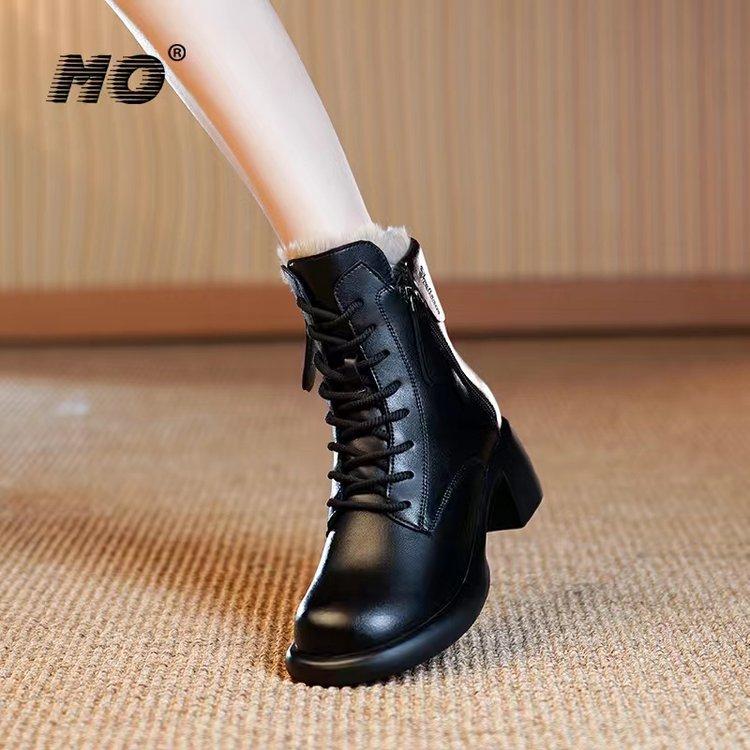 Retro high-top tjockklackade Martin-kängor dam höst och vinter trend mode mix och match medelhöga korta stövletter