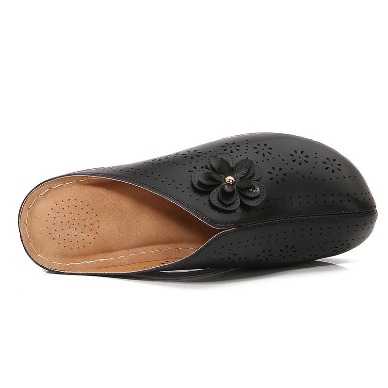 2024 hohle Damenschuhe mit weichen Sohlen, dicke Füße, breite, dicke Sommersandalen mit Taschenkopf, Damen-Halbschuhe mit dicken Sohlen