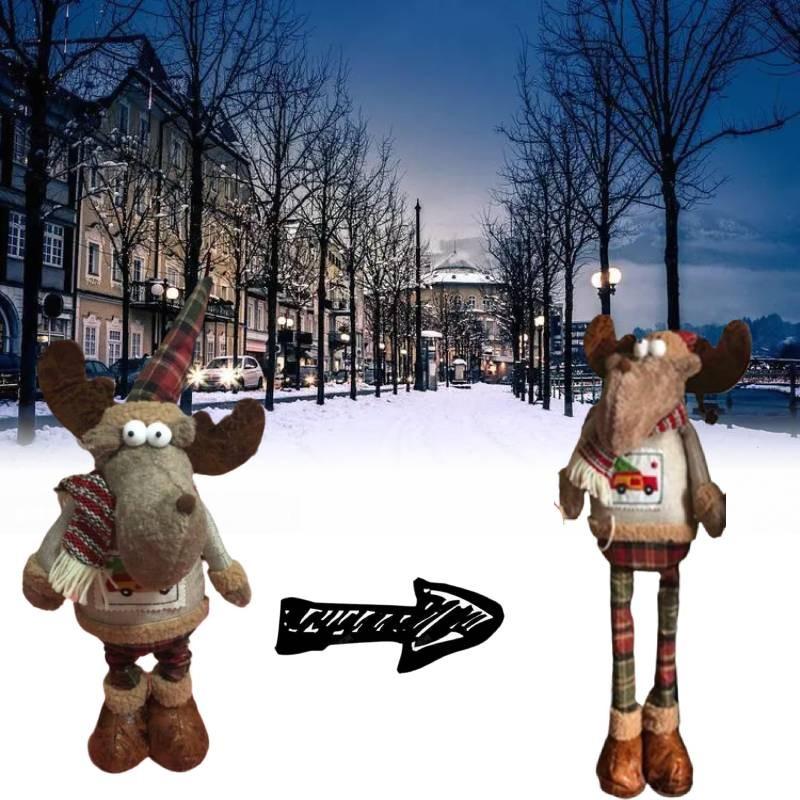 Telescopic Christmas Leg Doll Ornament Santa Snowman Deer Standing Retractable