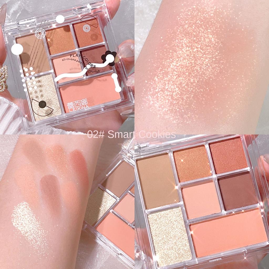 Transparente siebenfarbige Lidschatten-Palette, perlmatt, große, erdige Farbfixierung, All-in-One-Palette, Fixierpalette, Lidschatten-Palette