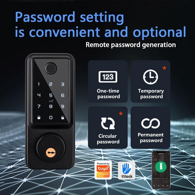 A1 TT Lock/ Tuya WiFi Auto Fingerprint Smart Door Lock Digital Electronic Door Lock With Door Sensor Password/IC Card/APP/Key