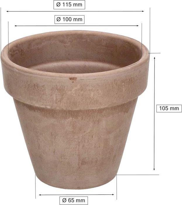 Set of 4 Moka Terracotta Flower Pots - 11 Cm with Rim - For Indoor and Garden - KOTARBAU®