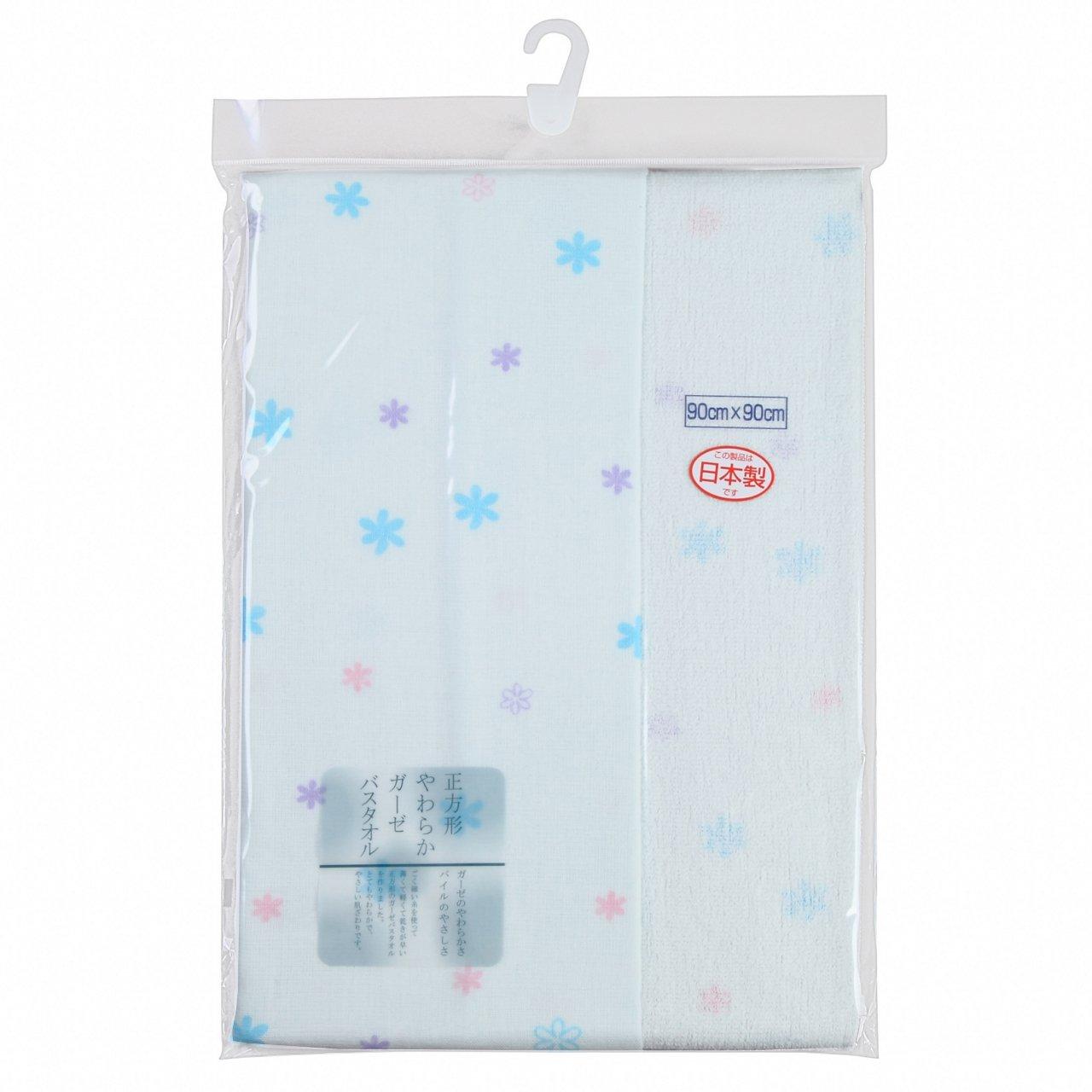 

Isamu Shokai Cotton Gauze Bath Made in Floral 90x90cm 100% Towel, Japan, Print, Sax,
