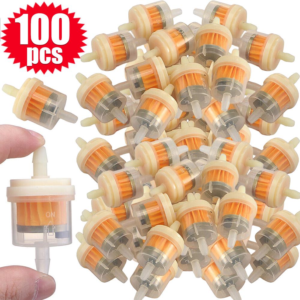 

100 шт. газовый топливный бензиновый масляный фильтр для автомобиля, карманного велосипеда, мотоцикла, мопеда, скутера, мотокросса, жидкостный топливный фильтр, аксессуары