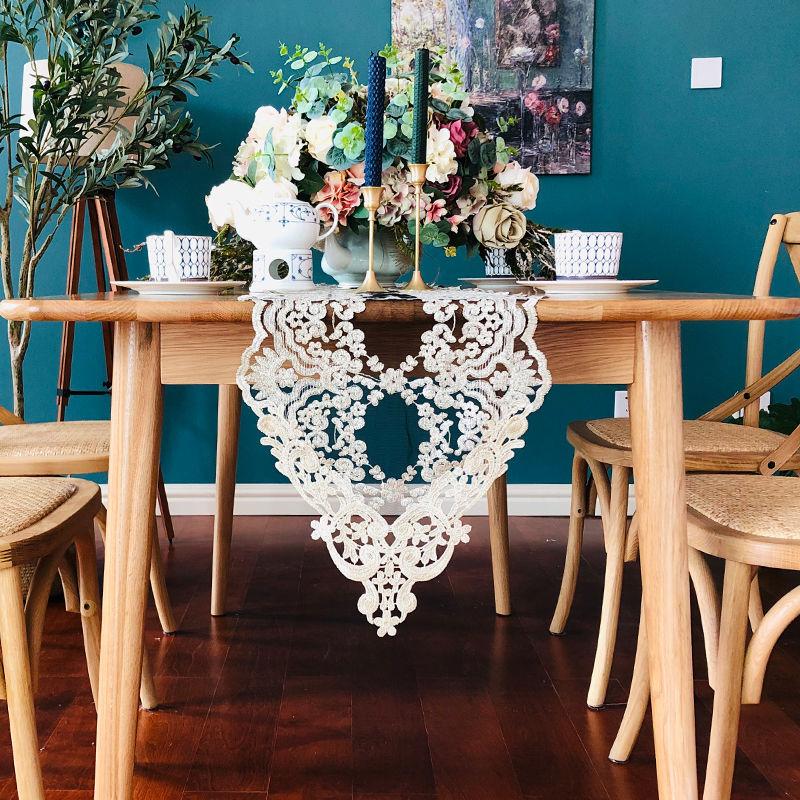 

Корейский кружевной вышитый флаг на стол, кружевная скатерть премиум-класса, французский флаг на стол, американский сундук, тумба под телевизор, длинная скатерть 30*120CM чёрный