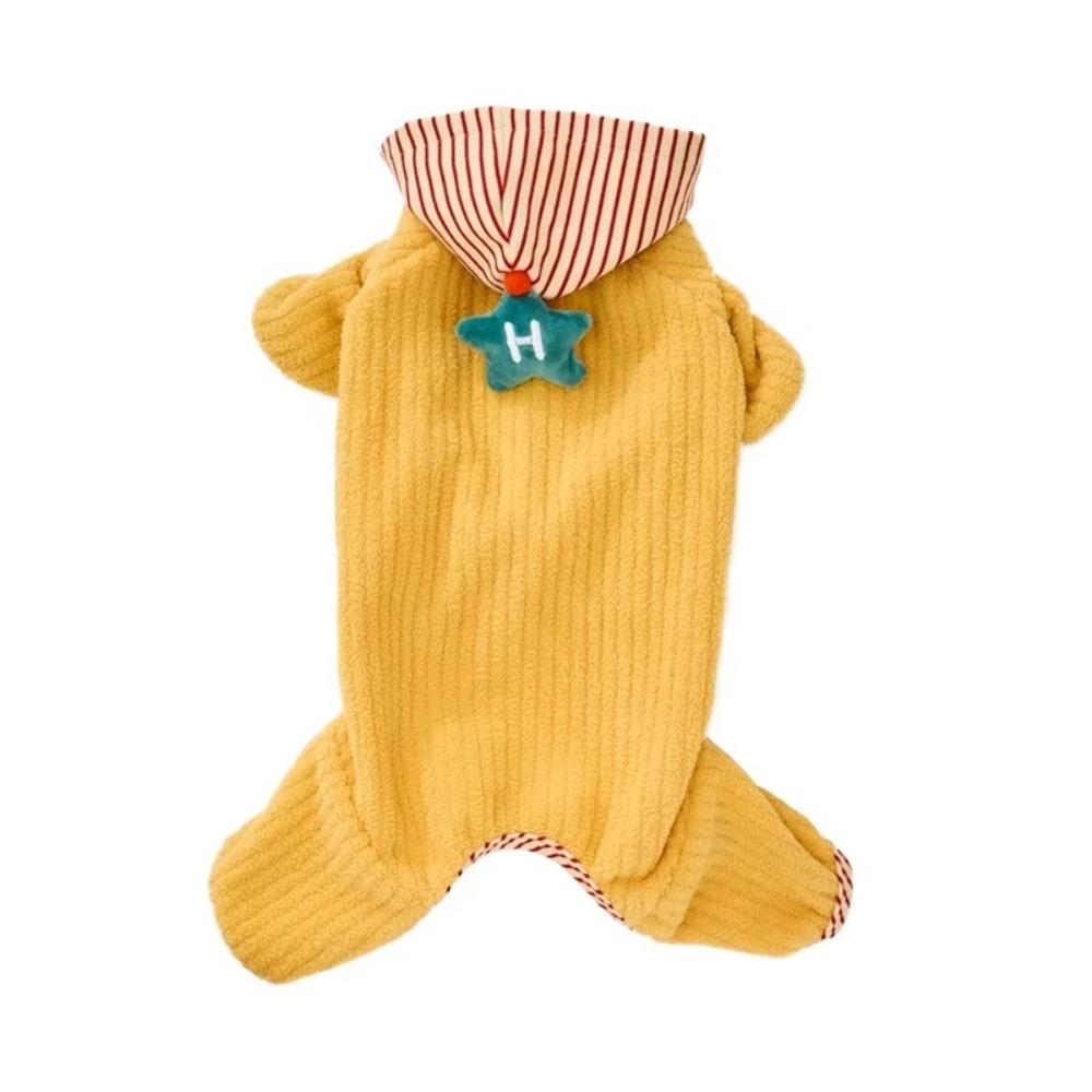 

Warm Pet Four Legged Clothes Fleece Dog Overalls Cute Dog Hoodies Winter Season S жёлтый