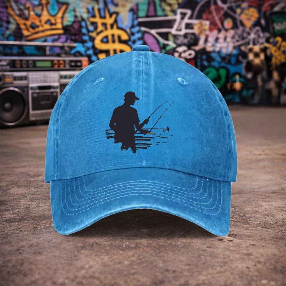 Pc Unisex Fishing Vintage Washed Baseball Cap UnisexS Trendy Hat Versatile Duckbill Cap Fun Print Unique Birthday Gift Fo