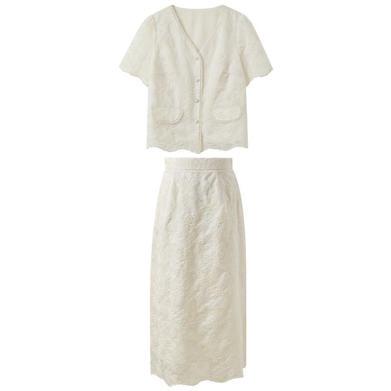 Sancai Plus Size Embroidered Top & Skirt Two-Piece Set