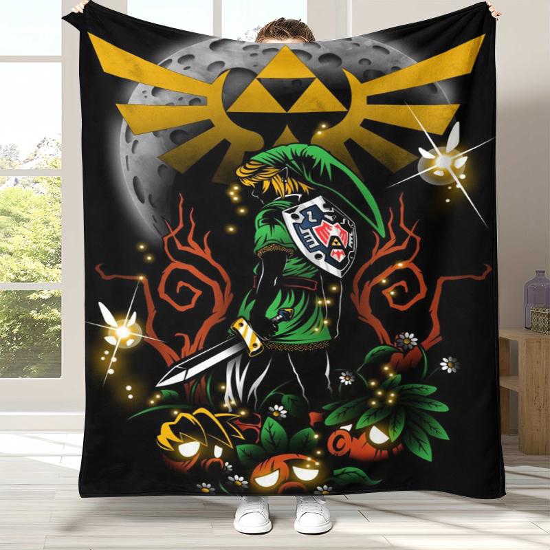 Retro Z-Zelda Cartoon Link Games Flannel Blanket,Ultra Soft Warm Plush Throw for Home Bedroom Bed Sofa Cover Camping Picnic Kid