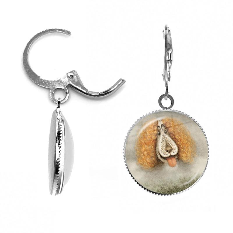 

A Pair of Vintage Earrings Hedgehog In The Mist Glass Cabochon Earrings Cute Animal Jewelry Gift