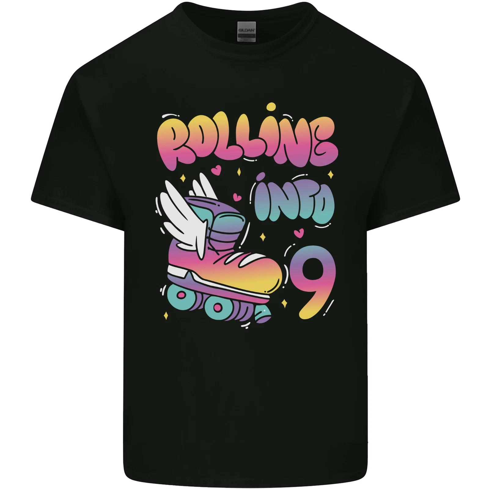 9th Birthday Roller Skating 9 Year Old Kids T-Shirt Childrens 3XL