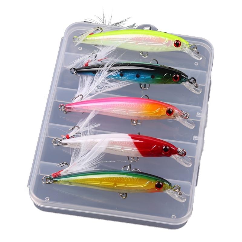 5 Stück Schwimmende Hardbaits Minnow Angelköder Wobbler Crankbaits Forellen Zander Köder Swimbait Angelzubehör
