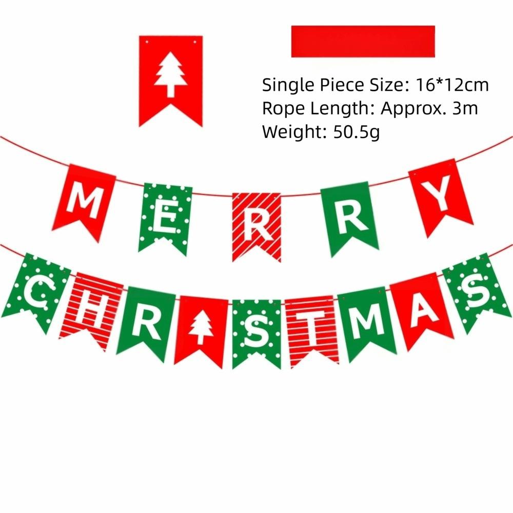 Paper Christmas Flag Christmas Theme Background Wall Xmas Hanging Ornament DIY Santa Claus Hanging Bunting Shopping Mall Decor