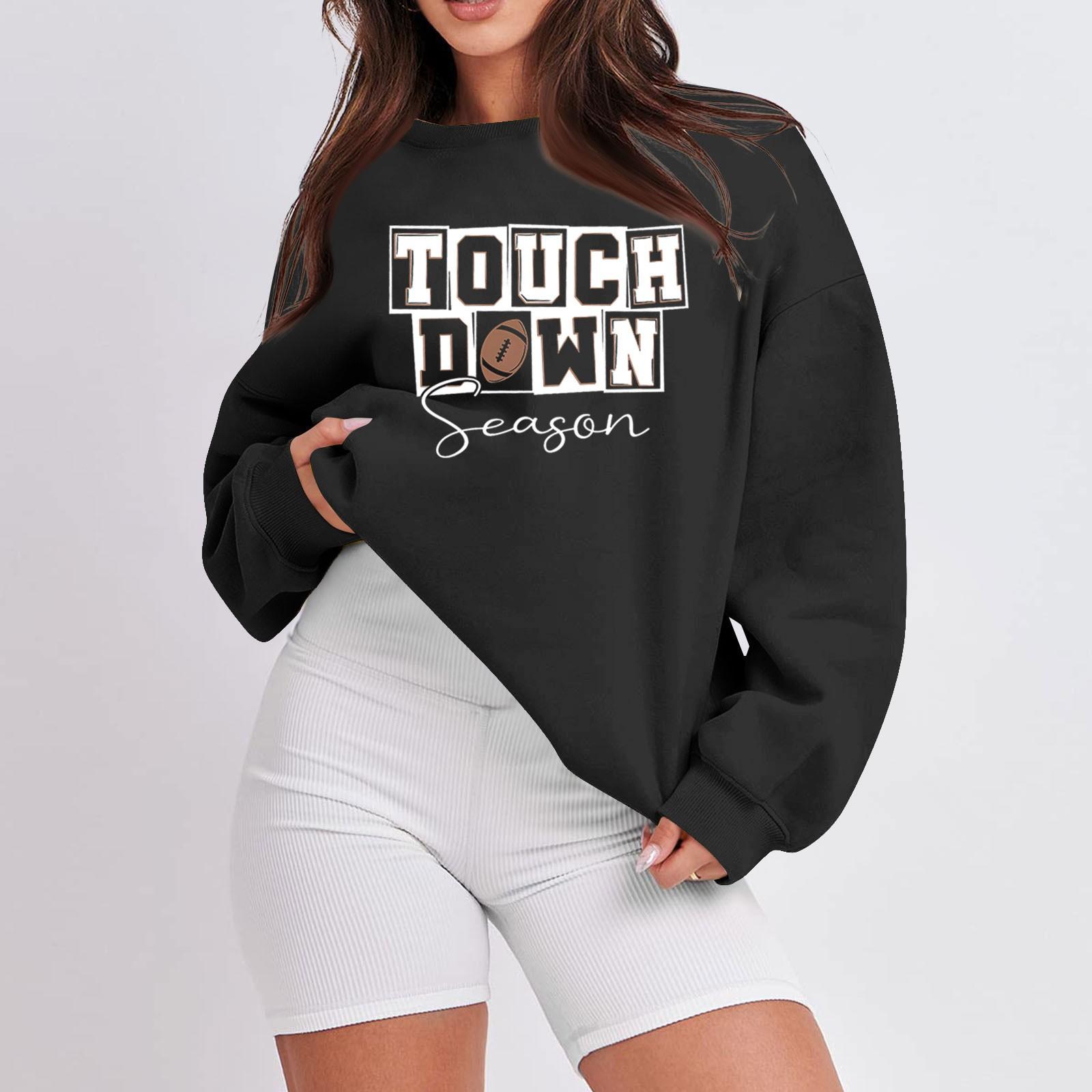 

Женская повседневная мода с длинным рукавом и принтом, с круглым вырезом, свободная толстовка L чёрный