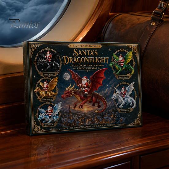 Surprise Toys for Kids Santa Claus' Flying Dragon Journey Advent Calendar, 24 Day Countdown Box, Creative Gifts Friends 2D Flat Christmas Ornaments,